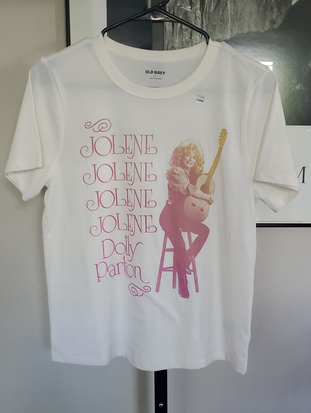 Old Navy "Jolene" Dolly Parton Graphic Tee - White/Pink